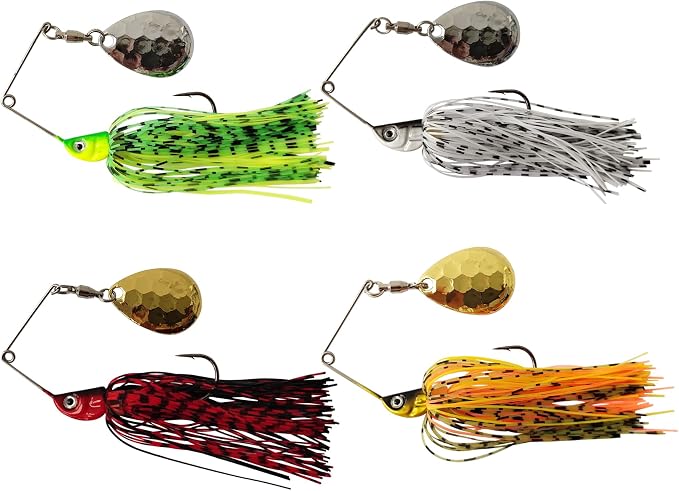 Eupheng Bass Spinnerbaits, 1/4 3/8 1/2 1/8 3/16 oz, Double Willow & Colorado Blades with Silicone Skirt Bass Spinner baits