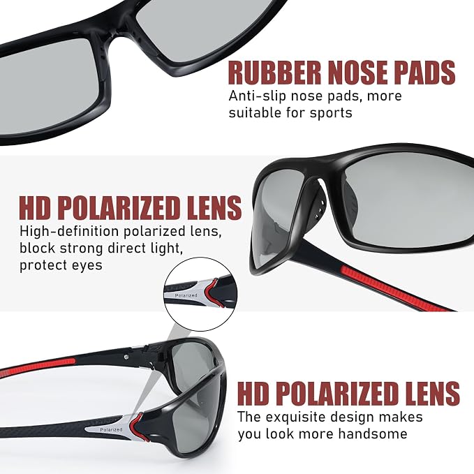 TOODOO 4 Pairs Men Polarized Sunglasses with UV Protection Driving Glasses Sports for Sport Outdoor Activities