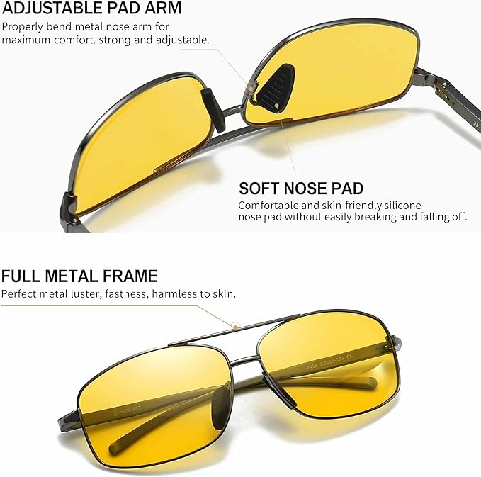 SUNGAIT Ultra Lightweight Rectangular Polarized Sunglasses Men UV400 Protection
