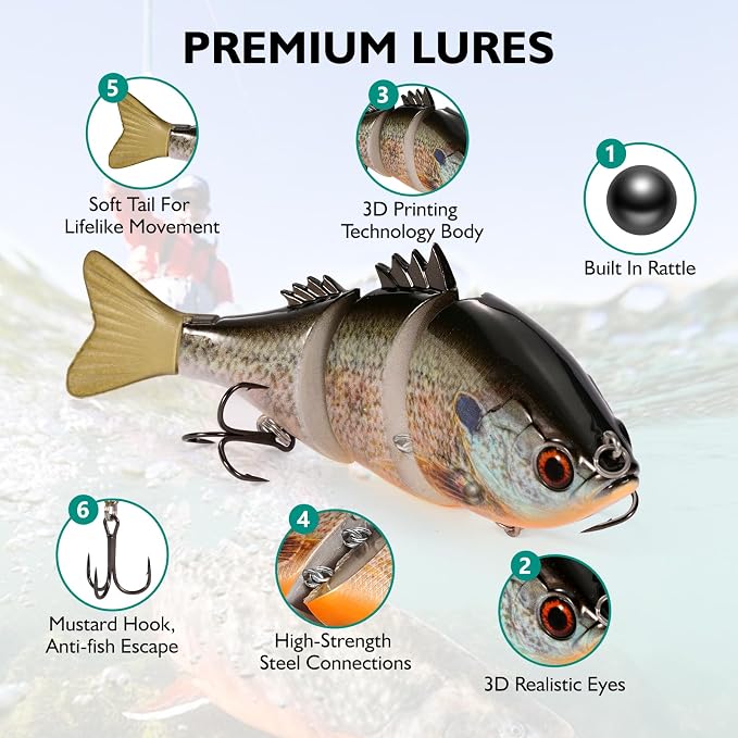 FONMANG Top Water Fishing Lures, 3-Pcs Topwater Lures for Bass Walleye Pike, 2025 New Wasp Crawl Bait for Freshwater and Saltwater