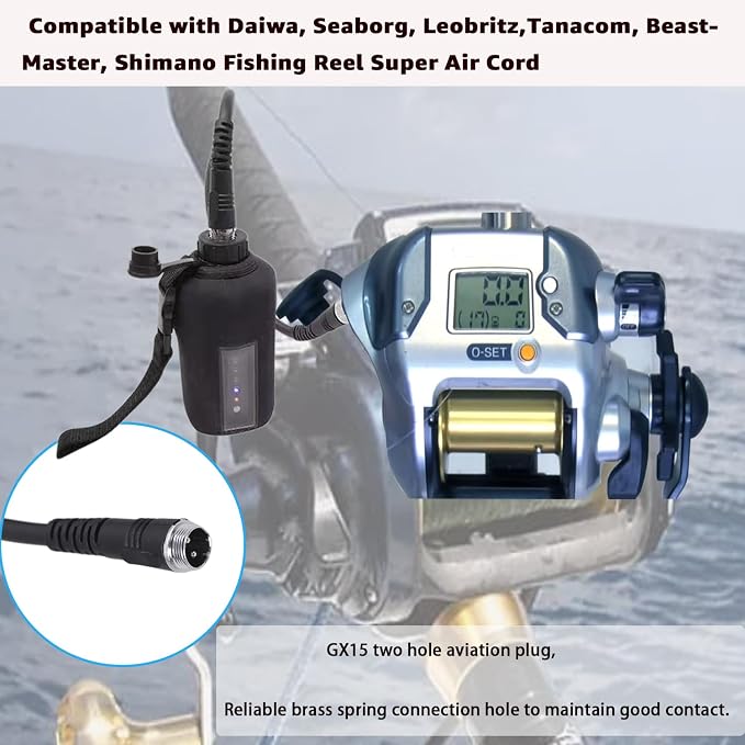 4.9Feet Electric Reel Power Cord – Compatible with Daiwa, Seaborg, Leobritz,Tanacom, BeastMaster, Shimano Fishing Reel Super Air Cord(1Pcs)