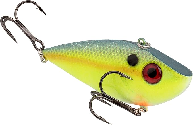 Strike King Red Eyed Shad Fishing Lure, Lipless Crankbait, Free-Floating Internal Rattles, 3D Eyes, Premium Size 3 Treble Hooks, Sinking