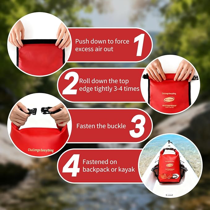 Waterproof First Aid Kit 280PCS for Boat Marine - IPX6 Roll Top Dry Bag Medical Kit for Kayaking Fishing Boating Emergency Supplies with Floatable Design Red