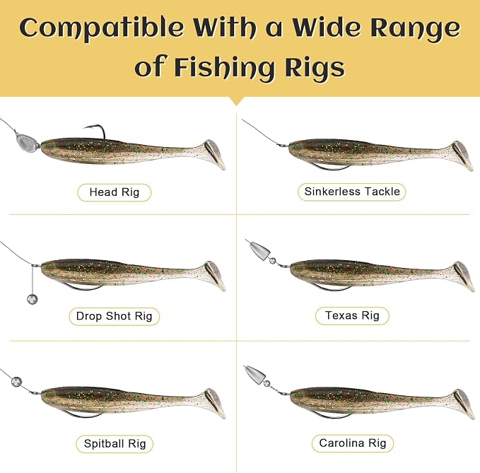 30pcs Soft Plastic Fishing Lures Paddle Tail Swimbaits Soft Baits Lure for Bass Crappie Trout Shad Freshwater Saltwater Fishing Mixed 3.5 Inch 4.7 Inch Swim Bait Kit with Box