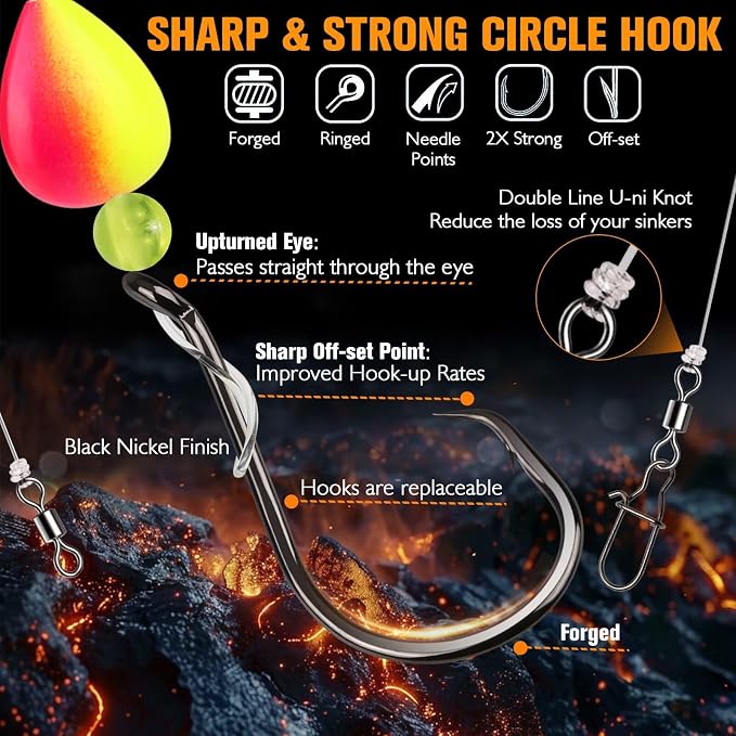 Dovesun 10PCS/4PCS Pompano Rigs for Surf Fishing Saltwater Fishing Rigs with Floats and Beads Unique Double-Line T-Knot Pre-Rigged Surf Fishing Gear & Tackle with Circle Hooks