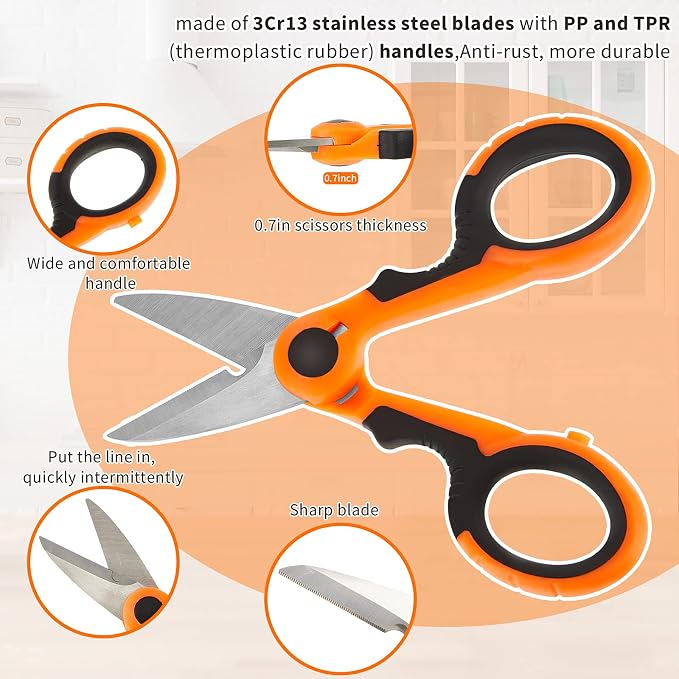 Honoson 2 Pcs 5.7" Fishing Scissors Braided Line Cutters Fishing Heavy Duty 3cr13 Non Slip Serrated Edge Scissors Saltwater Freshwater Braid Multi Function Snips for Trimming (Orange)