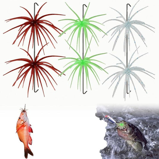 6PCS Soft Plastic Octopus Baits, Japanese Finesse Worm for Bass Fishing, Tentacle Creature Lure for Drop Shot & Wacky Rig/Neko Rig