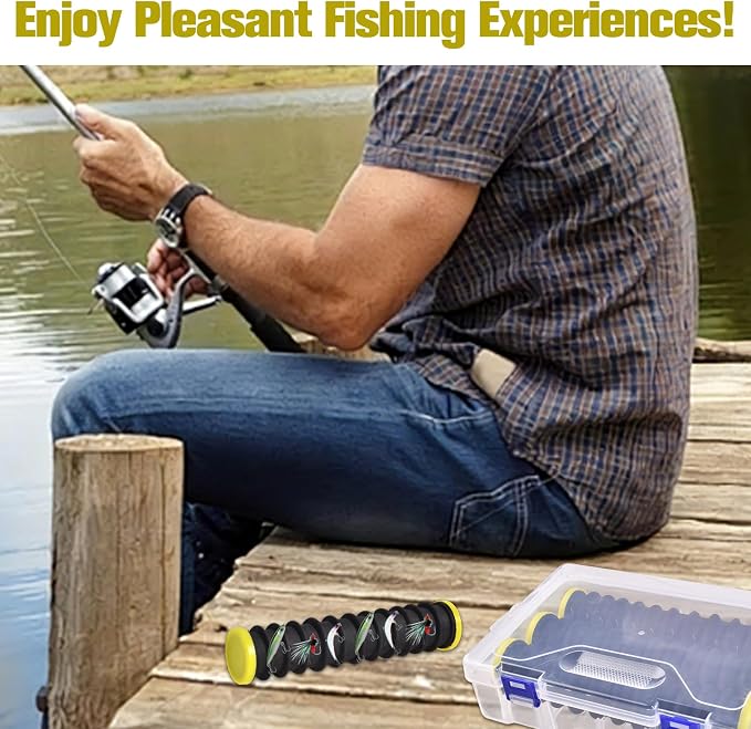 3 Pcs Fishing Line Storage Organizer, Leader Holder with 12 Slots to Keep Your Line Tangle Free for Storing Lines Winding Board Rigs Holder Leader Tray Hook Keeper, with Portable Storage Box