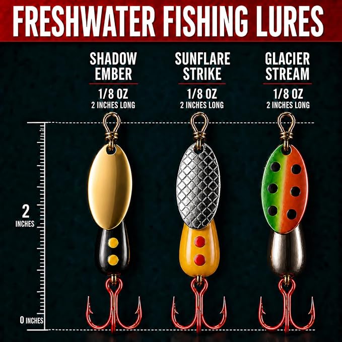 Spinning Fishing Lures for Freshwater – Inline Spinner 3-Pack for Trout, Salmon, Panfish, Bass, Crappie & Perch