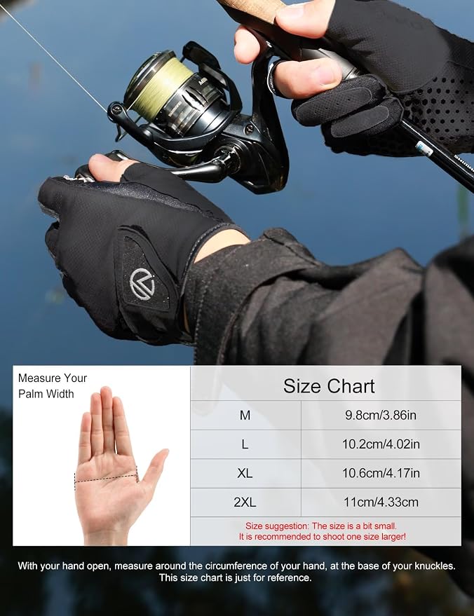 Fishing Gloves 3 Fingerless,Abrasion Resistant, Anti-Slip,Lightweight Breathable for Men Women,Ideal for Lure Fishing