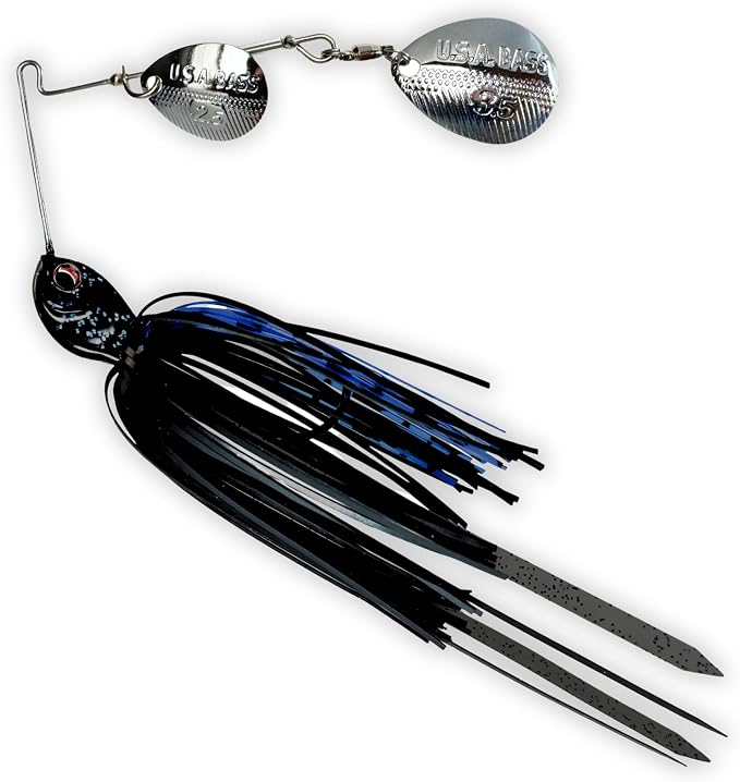 USA BASS Tackle Apache Attack Spinnerbait Type II Largemouth Smallmouth Spotted Bass Premium Fishing Bait Handtied Skirt Custom Blades Heavy Duty Hook New for 2025