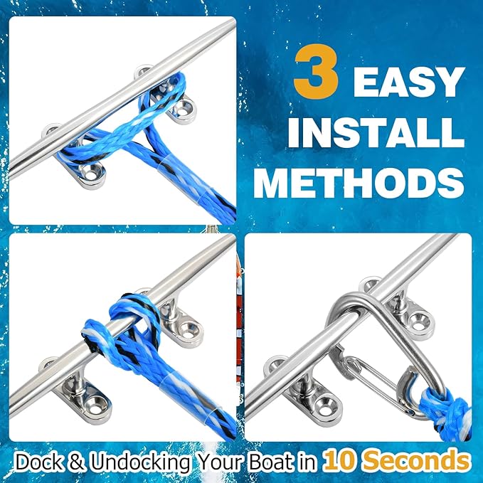 JaunniQir Bungee Dock Lines for Boats 4.3 Feet, 2 Pack Dock Lines with 316 Stainless Clips for PWC, Jet Ski, Kayak, Watercraft, Pontoon, Shock Absorbing Tie Off Downs Boat Mooring Ropes Accessories
