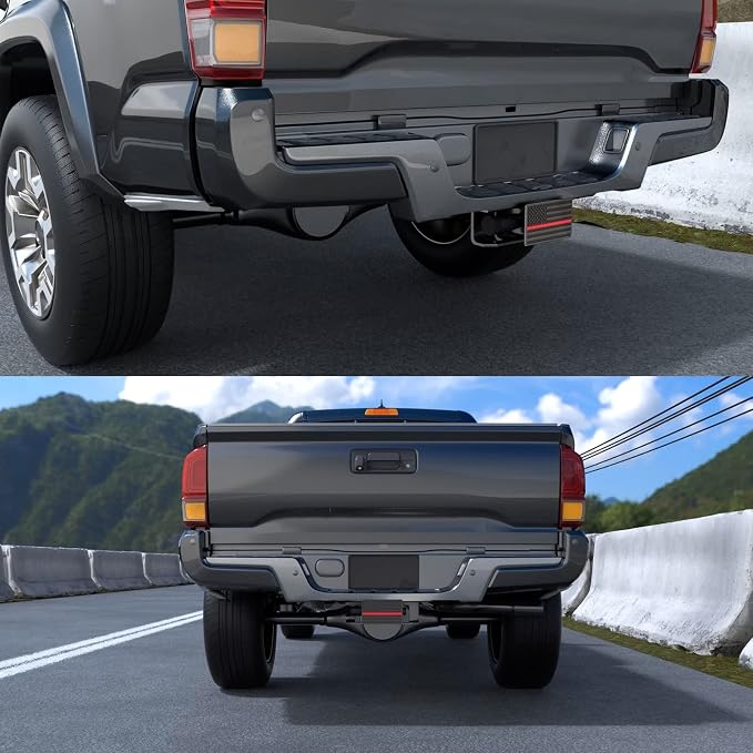 Heavy American Flag Metal Trailer Hitch Covers for 2 inch Receivers,Tow Hitch Covers 2 Inch for Truck Accessories (with 5/8-Inch Pin Diameter Trailer Hitch Lock,Thin Red Line)