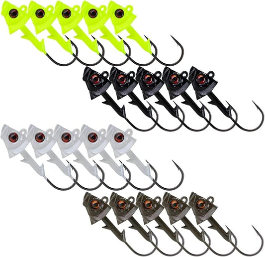 Reaction Tackle Swimbait Jig Head/Weighted Hooks for Saltwater and Freshwater/Realistic Fish Head (5 Pack)