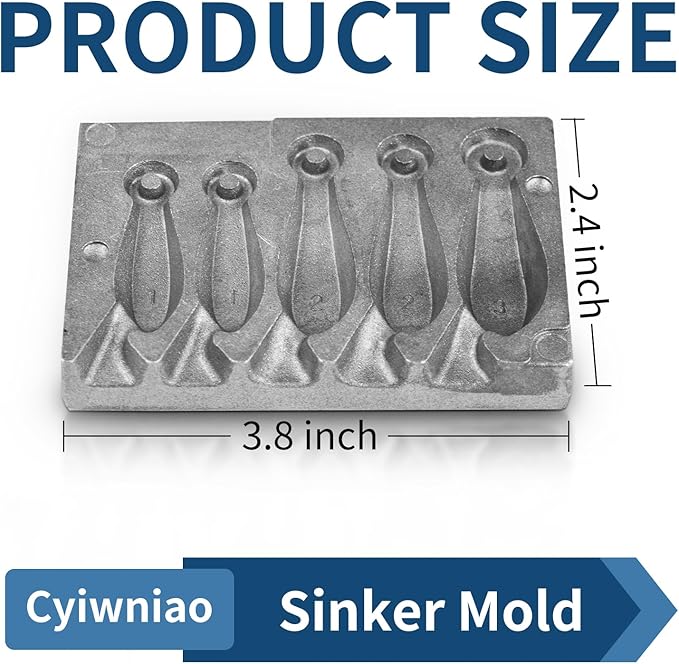 Sinker Mold 1.2.3-Ounce with 5 Cavities Fishing Weight Molds Sinker Molds for Fishing Fishing Casting