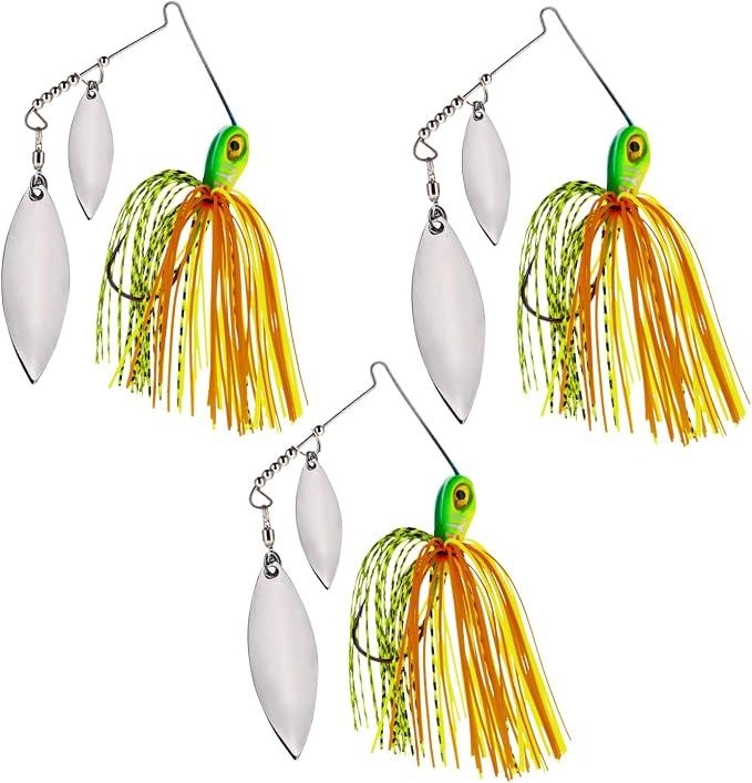 Reaction Tackle Spinner Bait Fishing Lure for Bass Fishing Also for Trout Pike Salmon Walleye (3-Pack)