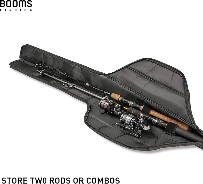 Booms Fishing PB1 Fishing Rod Case, Portable Folding Fishing Pole Case, Fishing Spinning Rod Bag, Store Up to 2 Fishing Poles with Reels, 4.4ft/53inch