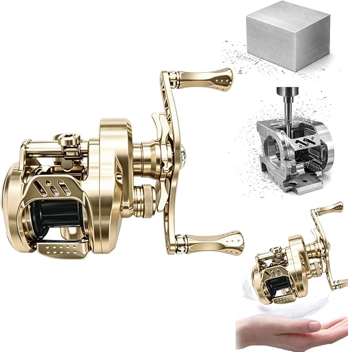 Ultralight baitcaster BFS Round Reel, 4.7oz CNC Aluminum Body, 8.1:1 Gear Ratio, Magnetic Brake, 12+1 BB, Lure Cast from 1/37oz, 8LB Max Drag, Backlash Prevention