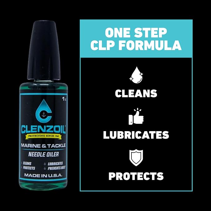 CLENZOIL Marine & Tackle - Fishing Gear Oil Lubricant - for Fish Care Reels, Boat Motors, Downriggers & More - Easily Oils Applicator