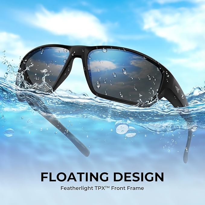 KastKing Merced Floating Polarized Sports Sunglasses, With PuriVex Protective Lens Coating, Lightweight TPX Frame, Men Women
