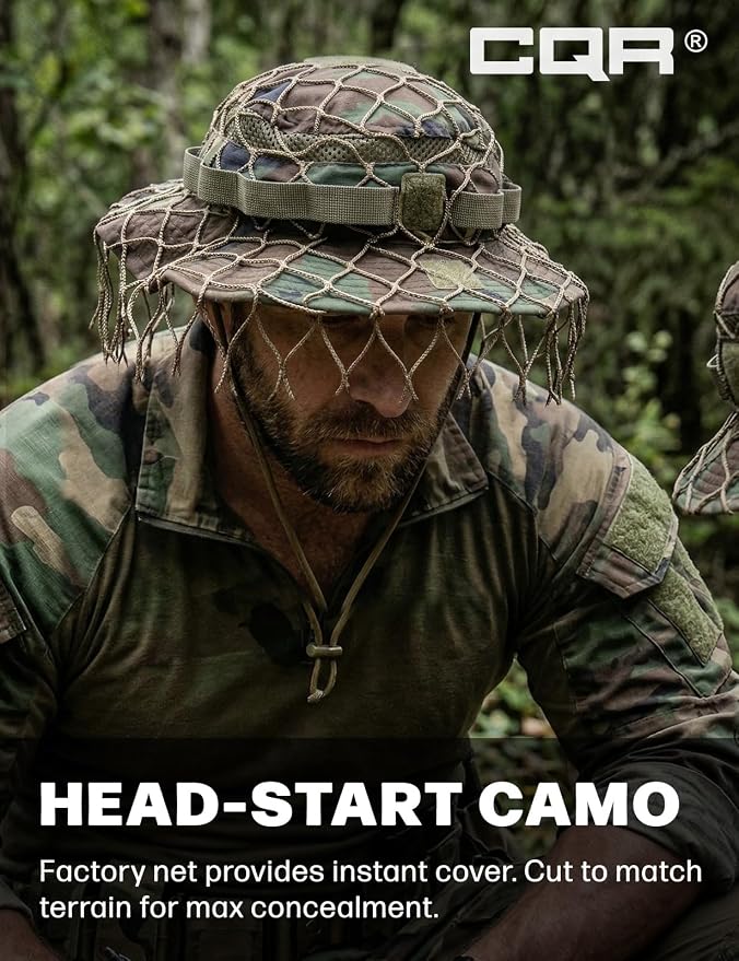 CQR Men's Tactical Boonie Hat, Breathable Packable Sun Hat for Hunting, Hiking, Fishing, Shooting, and Outdoor Activities