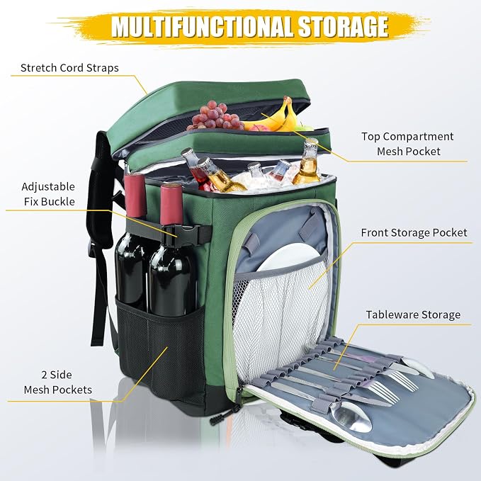 Backpack Cooler - AYAMAYA Upgrade Leakproof Cooler Backpack with Padded Top Handle, 40 Cans Large Waterproof Insulated Camping Coolers for Beach, Fishing, Picnic, Travel, BBQ