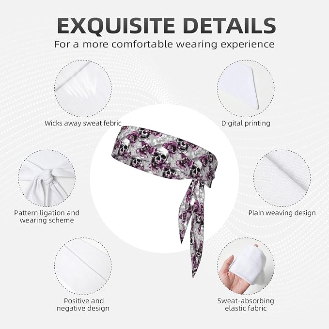 Sports Tie Headbands for Men Women, Adjustable Ninja Karate Head Band Headband for Basketball, Running, Tennis, Yoga