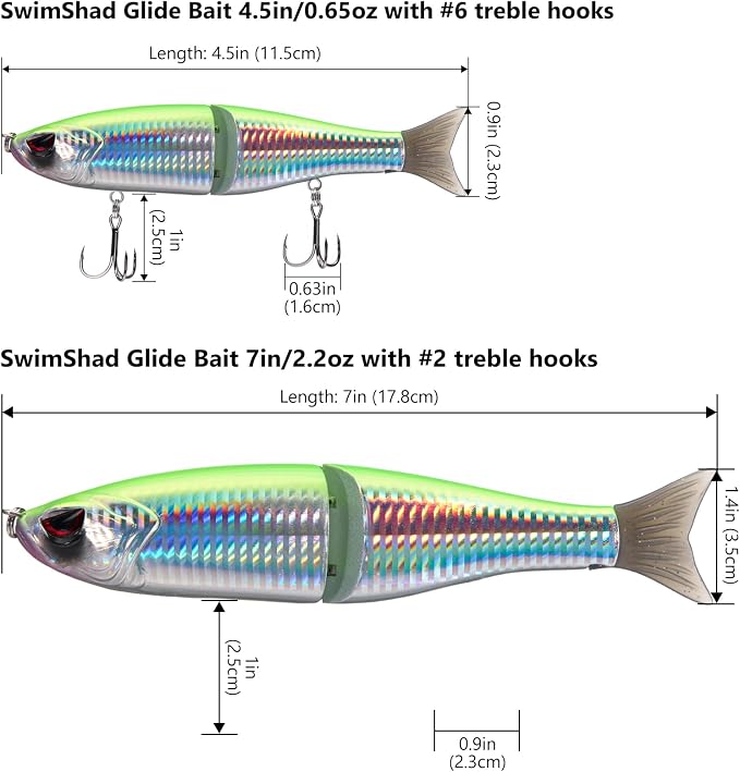 Bassdash SwimShad Glide Baits Jointed Swimbait Bass Pike Salmon Trout Muskie Fishing Lure