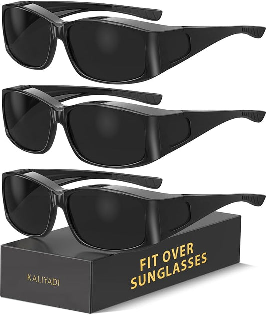 KALIYADI Polarized Sunglasses-Men Women Fit-Over-Glasses: Wrap Around Womens Sunglasses with UV400 for Driving Fishing Golf