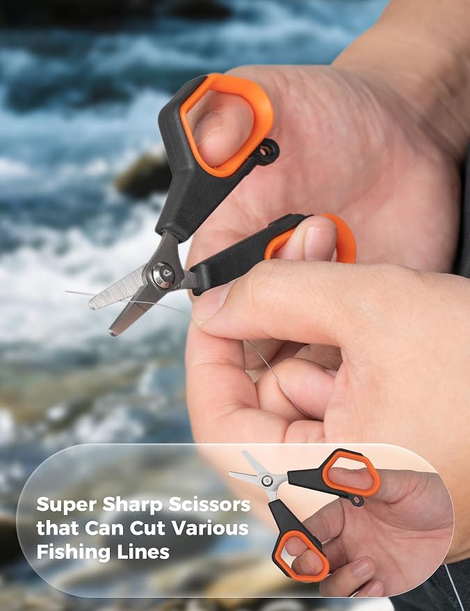 2pc Fishing Scissors,3.9" Stainless Steel Fishing Line Cutter for Fishing Braided Line,Non-Slip Grip Small Fishing Scissors for Saltwater