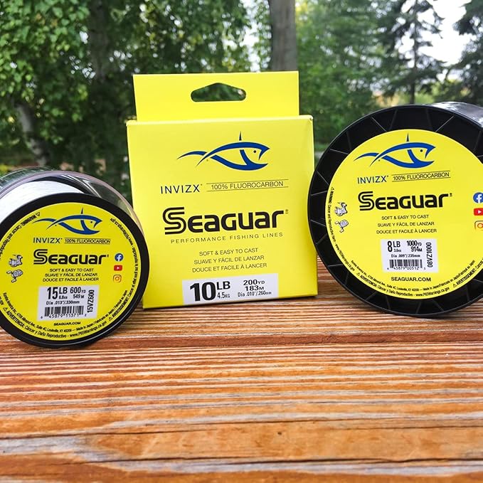 Seaguar InvizX Multi-Species Fishing Line for Casting, Live Bait, Freshwater, 100% Fluorocarbon, Clear, Multiple Sizes