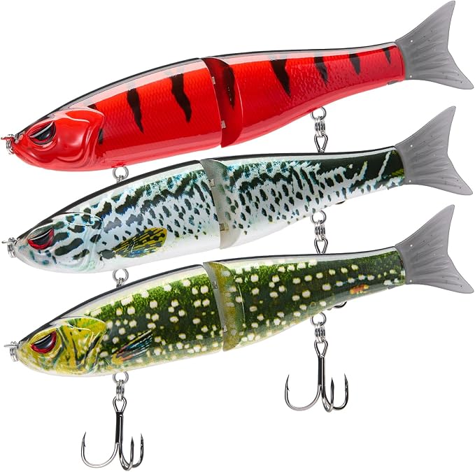Bassdash SwimShad Glide Baits Jointed Swimbait Bass Pike Salmon Trout Muskie Fishing Lure,3-Pack