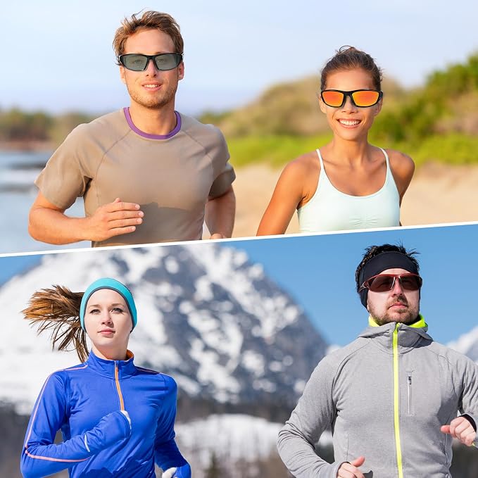 TOODOO 4 Pairs Men Polarized Sunglasses with UV Protection Driving Glasses Sports for Sport Outdoor Activities