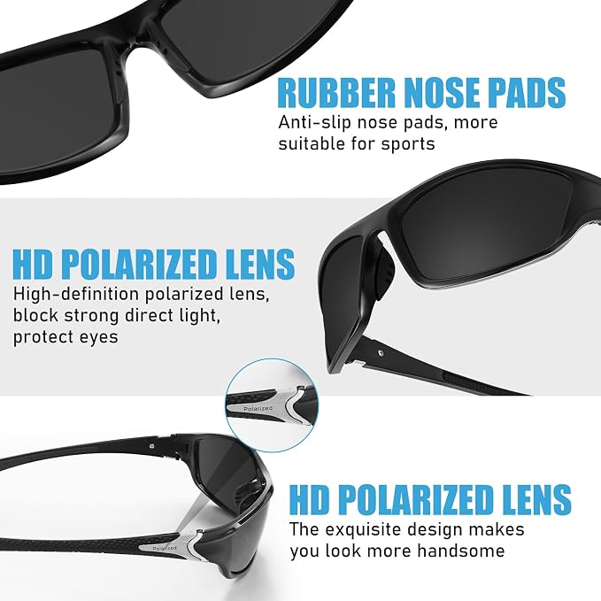 TOODOO 4 Pairs Men Polarized Sunglasses with UV Protection Driving Glasses Sports for Sport Outdoor Activities