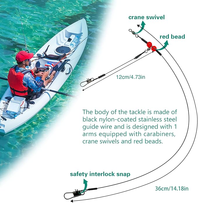 YOTO Fishing Leaders,Stainless Steel Tackle Rig with Tackle Lure Swivels Snaps, Saltwater rig Wire Leader Fishing Leader Wire Bottom rigs for Saltwater