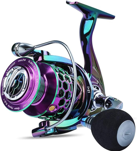Sougayilang Colorful Fishing Reel 13 +1 BB Light Weight Ultra Smooth Powerful Spinning Reels, with CNC Line Management Graphite Frame, for Freshwater
