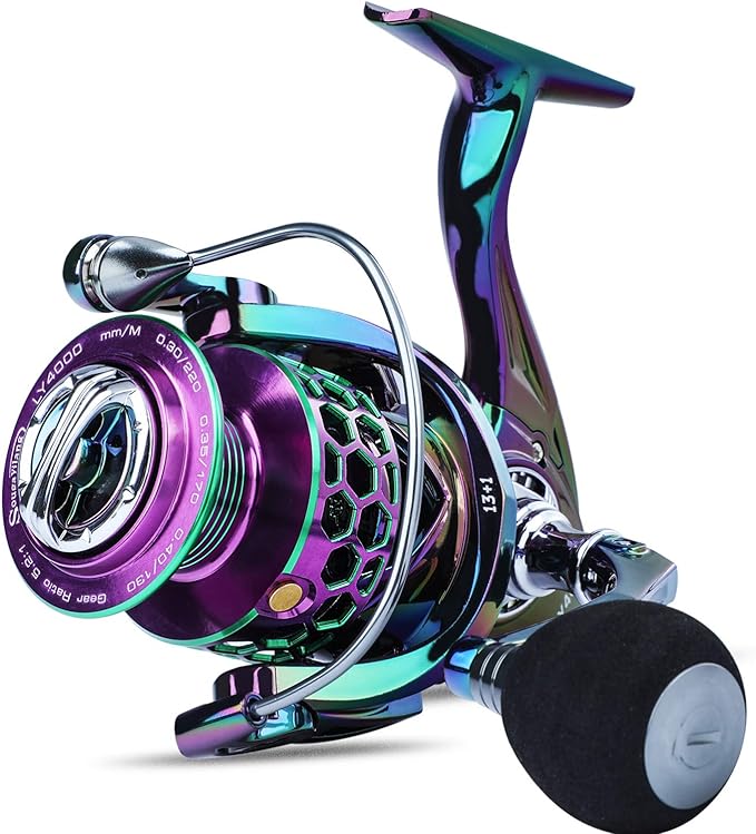 Sougayilang Colorful Fishing Reel 13 +1 BB Light Weight Ultra Smooth Powerful Spinning Reels, with CNC Line Management Graphite Frame, for Freshwater