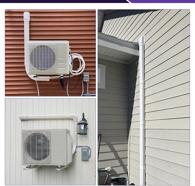 Mini-Split Line Set Cover Parts: 4" x 3.28 Ft Straight Duct 4 in Line Hide Accessories for Mini Split Central AC HVAC Heating System - Waterproof Outdoor PVC Pipe Cover, White
