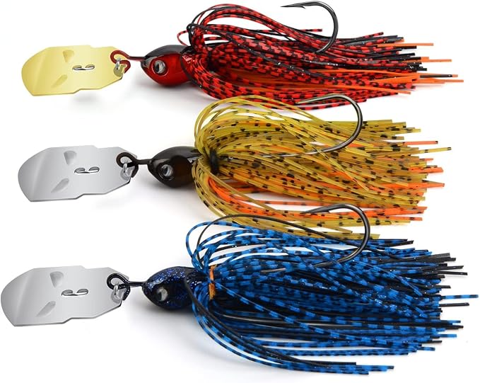 MadBite by KastKing Bladed Jig Fishing Lures, Multi-Color Kits, Irresistible Vibrating Action, Sticky-Sharp Heavy-Wire Needle Point Hooks, Popular 3/8 oz and 1/2 oz Sizes, Includes Storage Box