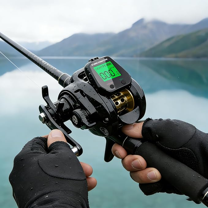 Digital Baitcasting Fishing Reel with LCD Display,8 oz Ultralight Electric Baitcaster Reel, 22-35 Lb Max Drag,6.3:1/7.2:1 Gear Ratio,Left/Right Handed,Compact Design for Freshwater & Saltwater