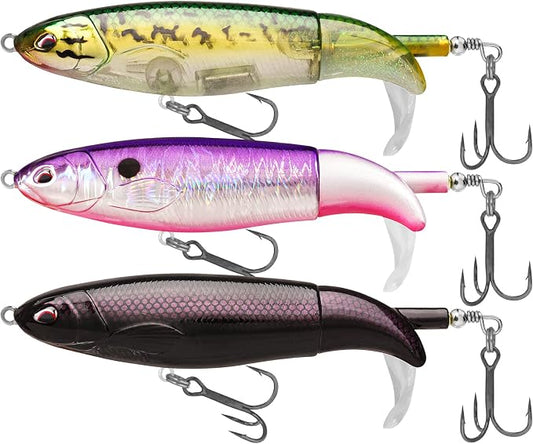 TRUSCEND Popobait Easy Catch Fishing Lures with BKK Hooks, Instant Startup, Longer Cast, Balanced Spray/Sound/Swim, Plopper Topwater Lures for Bass, Trout, Pike, Walleye, Freshwater Saltwater Fishing