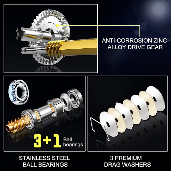 Sougayilang Fishing Rod Combo, 2-Piece Trolling Fishing Reel Combo with 3.8:1 Gear Ratio & 3+1 Bearings, Aluminum Reel Seat for Saltwater/Big Game Fish