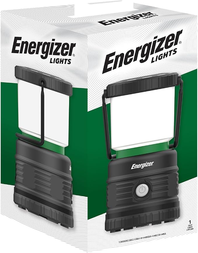 Energizer LED Camping Lantern X1000, Bright and Rugged Tent Light, Water-Resistant Rechargeable Lantern for Camping, Hiking, Fishing, Emergency, Portable Light (USB Cable Included)