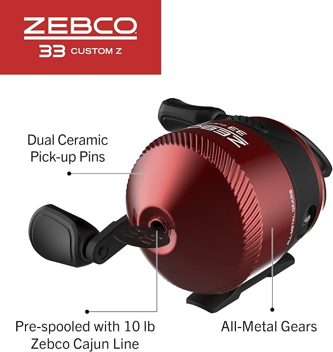 Zebco 33 Custom-Z Spincast Reel and 2-Piece Fishing Rod Combo, 6-Foot Fiberglass Rod with Split-Grip EVA Handle, Quickset Anti-Reverse Fishing Reel with Bite Alert