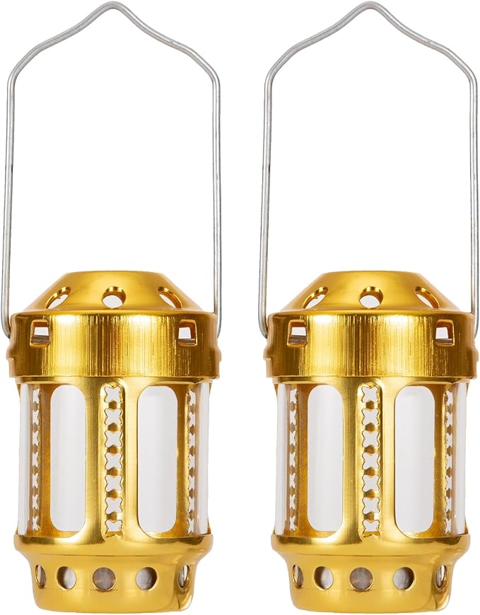 Portable Candle Lantern, Night Fishing Hanging Camping Aluminium Alloy Candle Lamp for Indoor Outdoor Paritie Weddings Vintage Style Hanging Lantern (2PCS Gold)