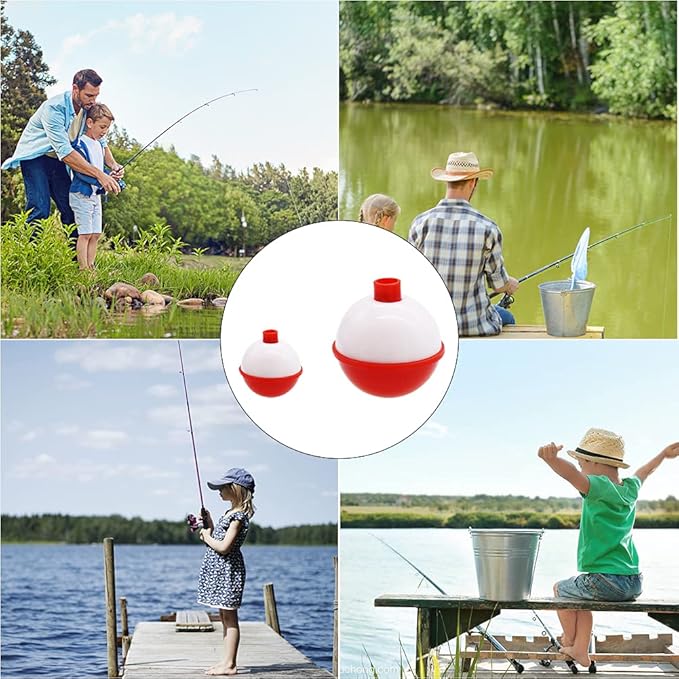 60 PCS Fishing Floats,Hard ABS Fishing Bobber Bulk,Push Button Round Buoy Floats for Fishing Tackle Accessories,1/1.5 Inch