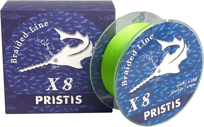 Pristis X8 Braided Fishing Line, 8-Strand Super Strong Braid Line for Professional, Pro Grade Abrasion Resistant & Zero Stretch Durable Gear Tackle for Saltwater Freshwater, 300 Yds Lime Green
