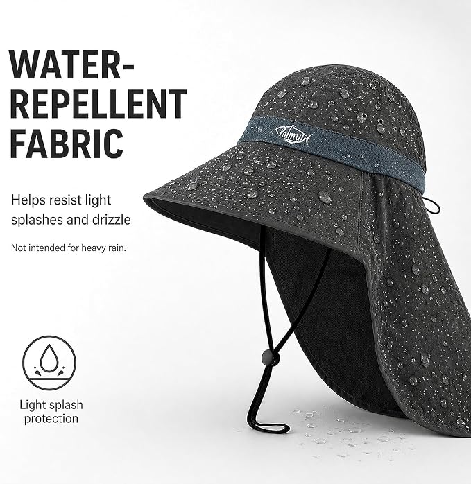 Palmyth Fishing Hat UPF 50+ Sun Hat Wide Brim Neck Flap Breathable Mesh Safari Hat UV Protection for Men Women
