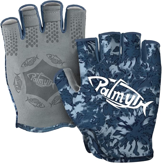 Palmyth Stubby UV Fishing Gloves Sun Protection Fingerless Glove Men Women UPF 50+ SPF for Kayaking, Paddling, Canoeing, Rowing, Driving