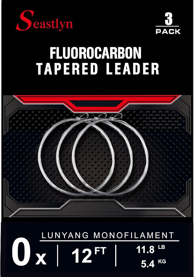 3 Packs Pre-Tied Loop Fly Fishing Tapered Leader Fluorocarbon 7.5FT 9FT 12FT 0X 1X 2X 3X 4X 5X 6X 7X 8LB-26LB